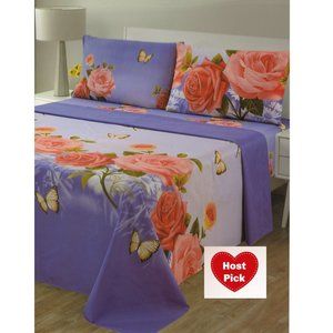 Floral Bed Sheets Set 4 Piece Set Deep Pocket Bed Sheets Multicolor Queen & King